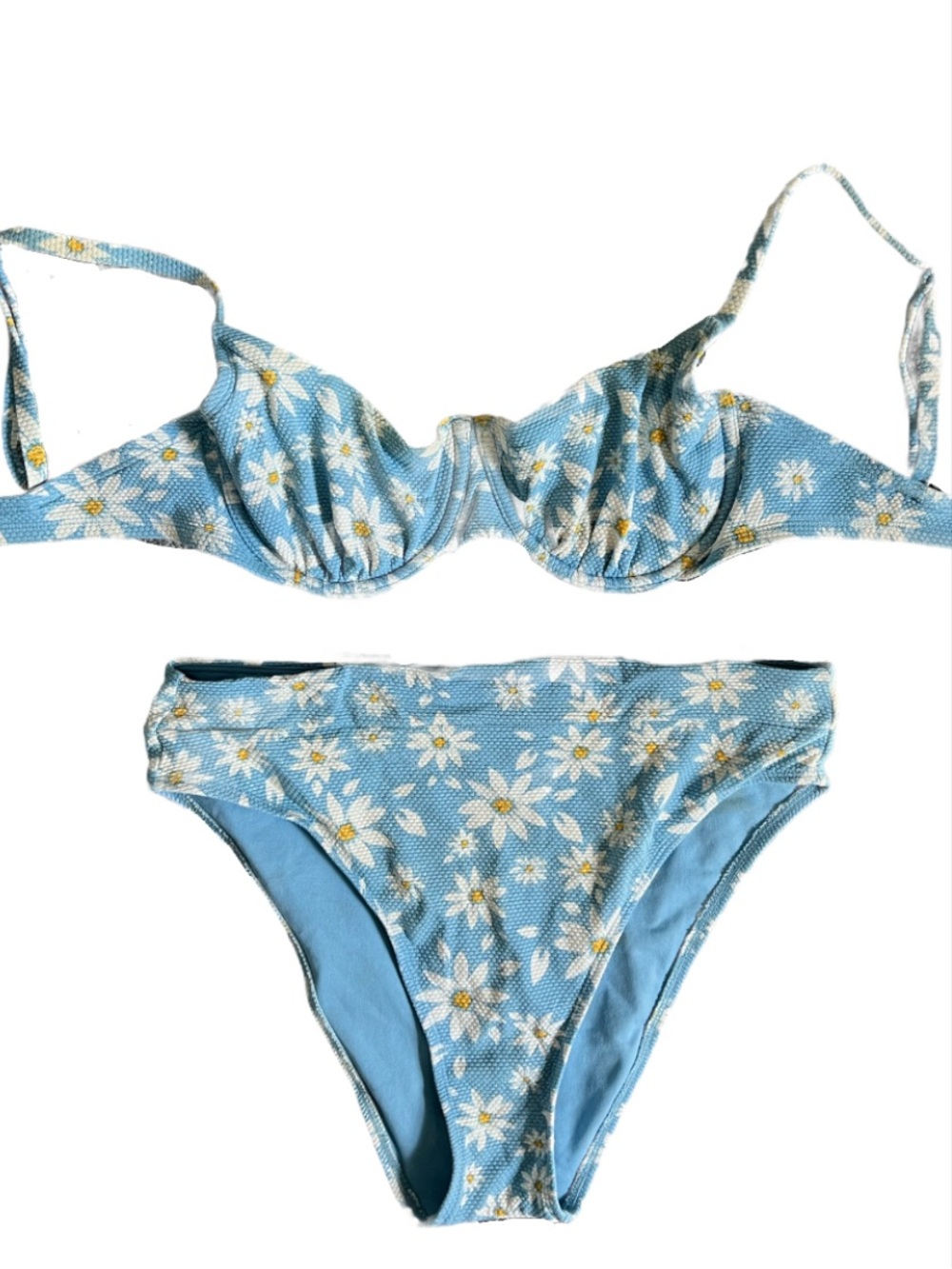 Xhilaration Light Blue Daisy Print Underwire Bikini Set D/DD